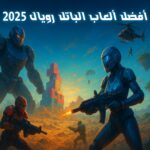 صورة ملحمية تعرض أفضل ألعاب الباتل رويال 2025 مع شخصيات بأزياء مستقبلية، خرائط متنوعة، وروبوتات ميكا في مشهد ديناميكي مليء بالإثارة والتنافسية